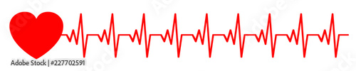 Heart pulse, cardiogram sign, heartbeat, one line - stock vector