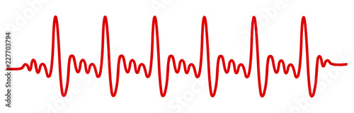 Heart pulse, cardiogram sign, heartbeat, one line - vector