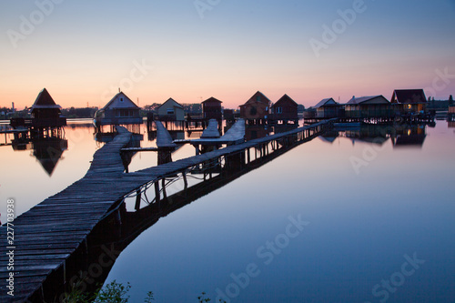 floating village on lake Bokod  Hungary