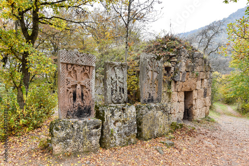 Cross-stone, khachkar, at Haghartsin monastery in Armenia