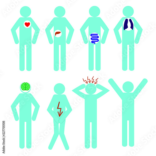 Collection of stick figures, human icon symbol sign medical. Vector.