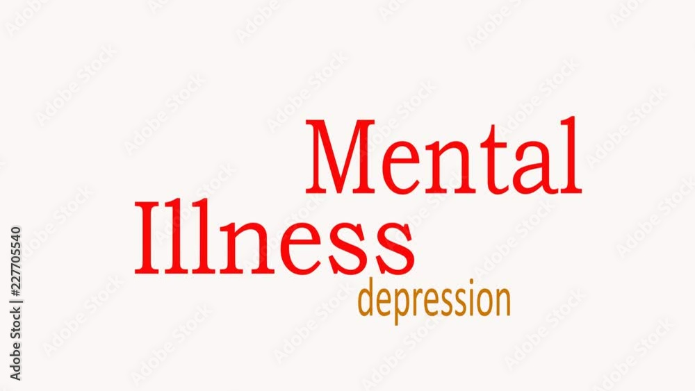 Mental Illness, word cloud concept on black background. Mental Illness, word cloud concept on black background.