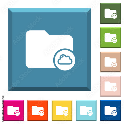 Cloud directory white icons on edged square buttons