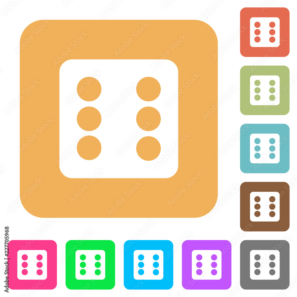 Dice six rounded square flat icons Dice six rounded square flat icons