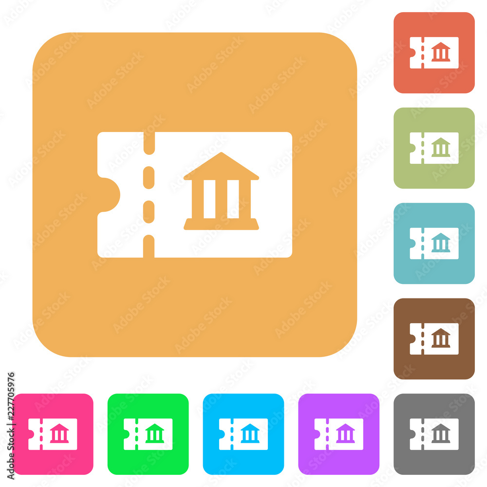 Museum discount coupon rounded square flat icons Museum discount coupon rounded square flat icons