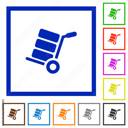 Tapety artystyczne Hand truck with boxes flat framed icons