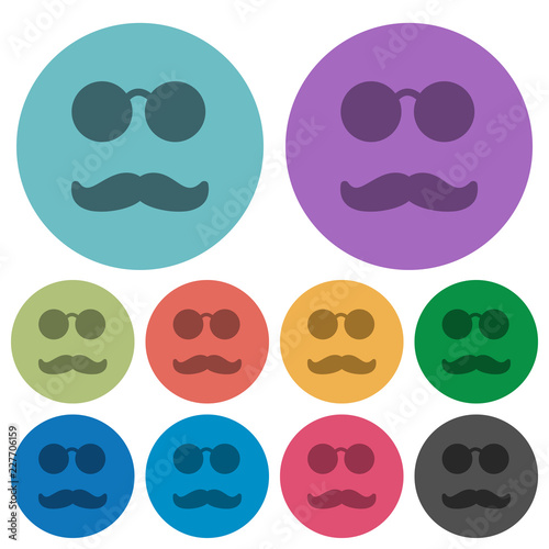 Glasses and mustache color darker flat icons