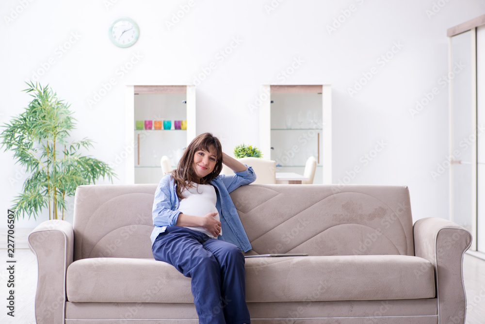 Obraz premium Pregnant woman relaxing on the sofa