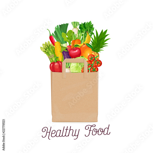 Paper bag of healthy food