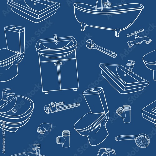Plumbing blu seamless pattern