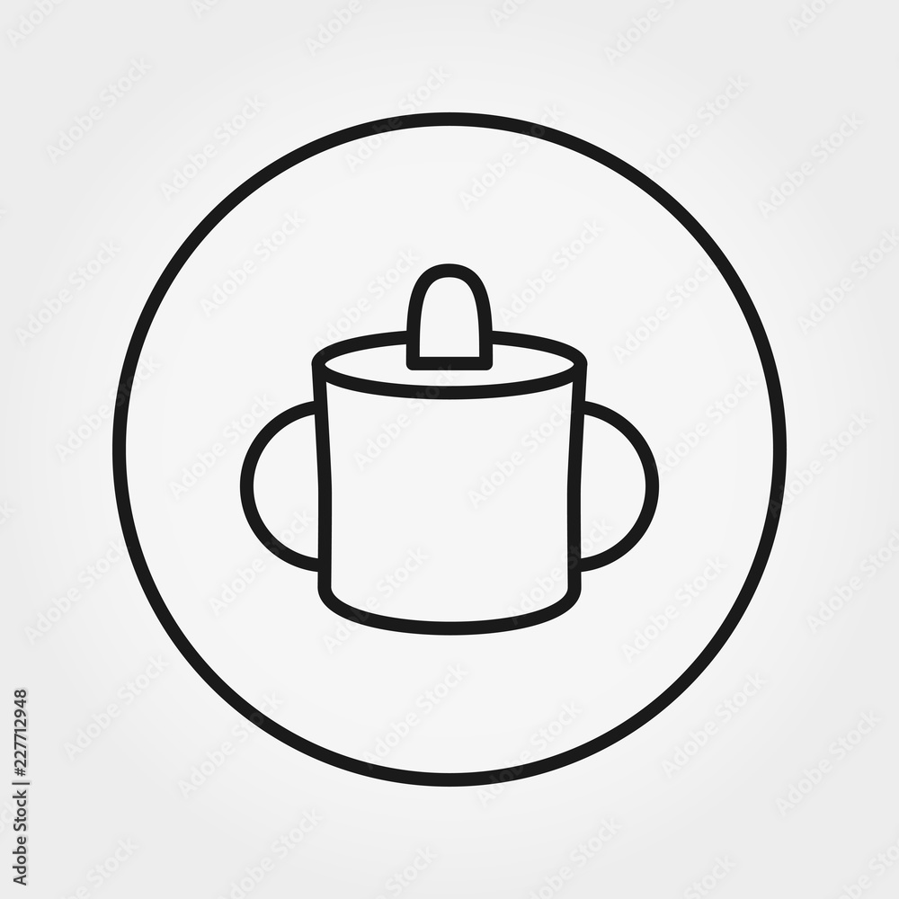 Baby mug for feeding. Universal Icon. Vector. Editable Thin line. Baby mug for feeding. Universal Icon. Vector. Editable Thin line.