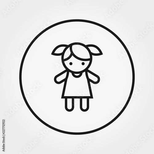 Doll. Toy. Universal Icon. Vector. Editable Thin line.
