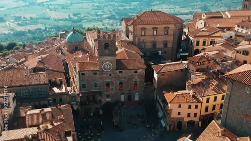 Aerial view of Cortona old town Italy, summer 2018 photo