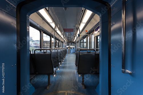 Interior of a light rail car