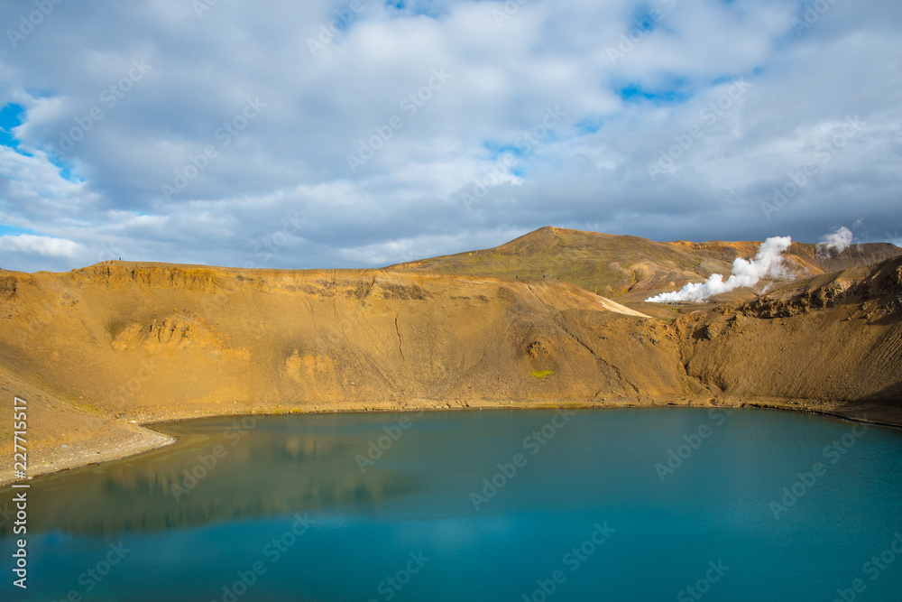 Viti Crater with lake in Krafla volcano in Iceland