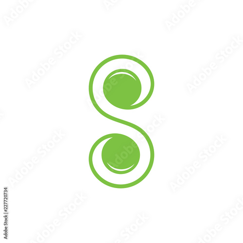 letter s green plant logo vector