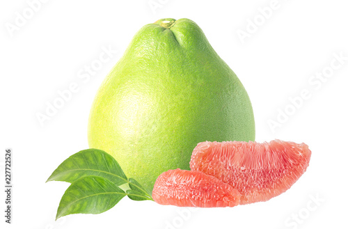 The Ruby of Siam pomelo fruit isolated on white background, include clipping ...