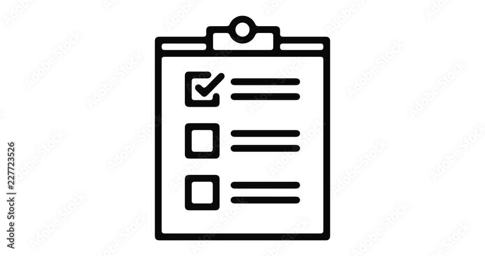 Quality check line icon motion graphic animation with alpha channel.