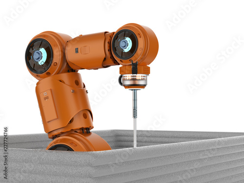 Fototapeta Naklejka Na Ścianę i Meble -  Robot arm printing house