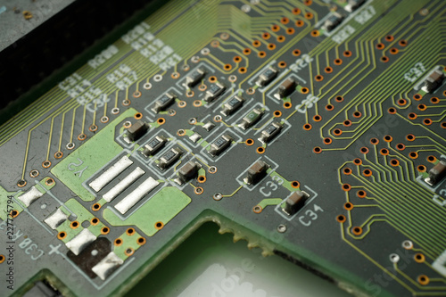 Printed Circuit Board with SMD & IC mounted part on board photo