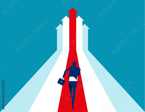 Business running the way forward to success in career. Concept business achievement vector illustration, Flat character cartoon.