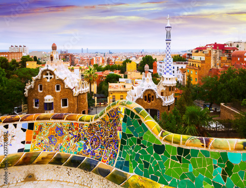 View of Park Guell in Barcelona, Spain
