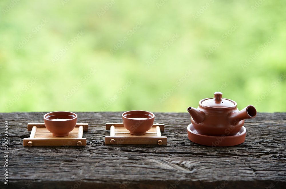 set japanese tea oriental drink style on the table