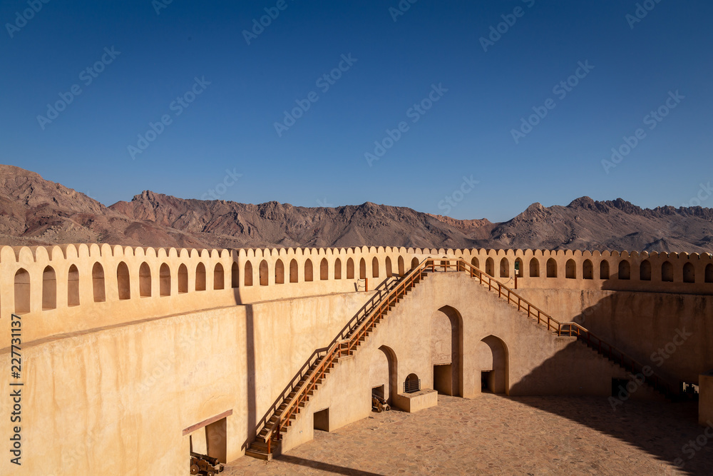 View from the symmetrical tower of Nizwa Fort, Oman.