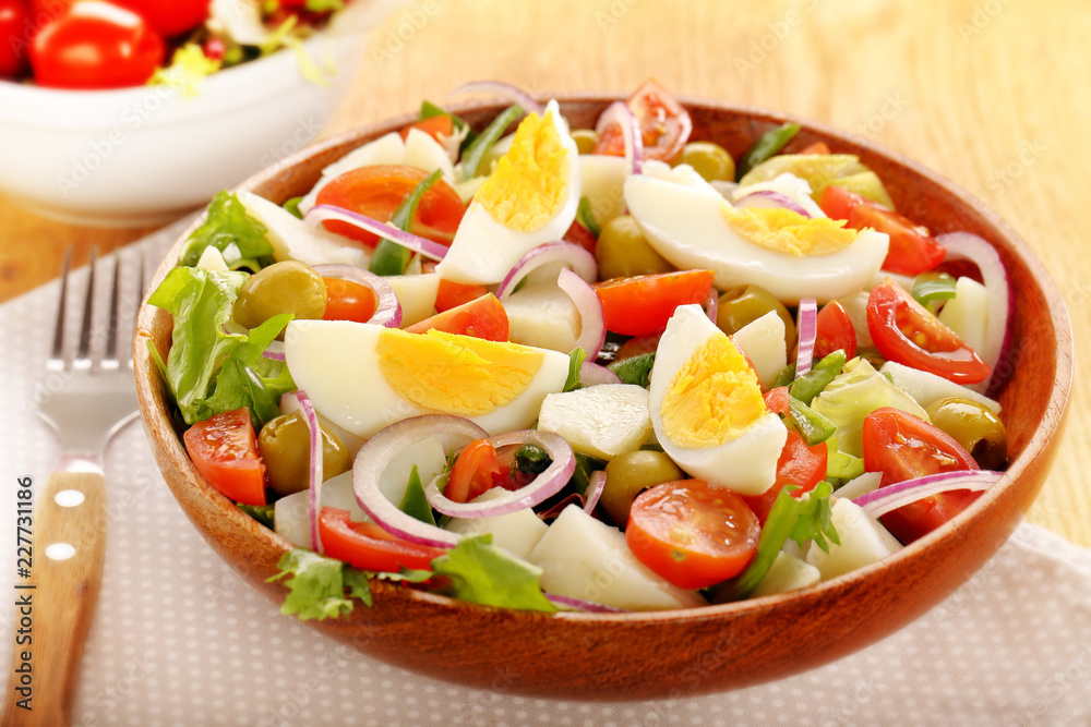 Ensalada campera traditional spanish salad with fresh vegetables and eggs