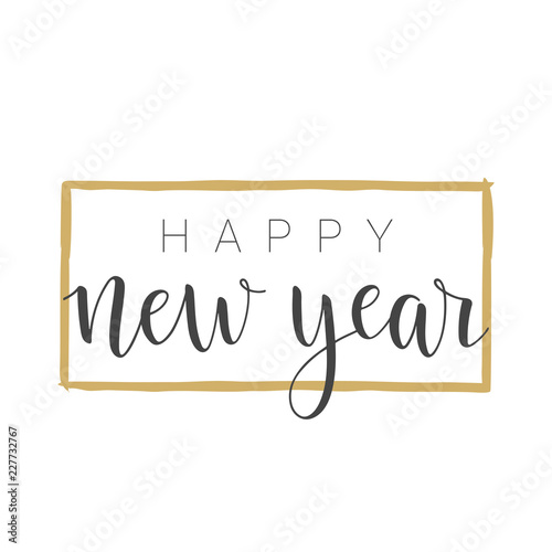 Handwritten lettering of Happy New Year on white background