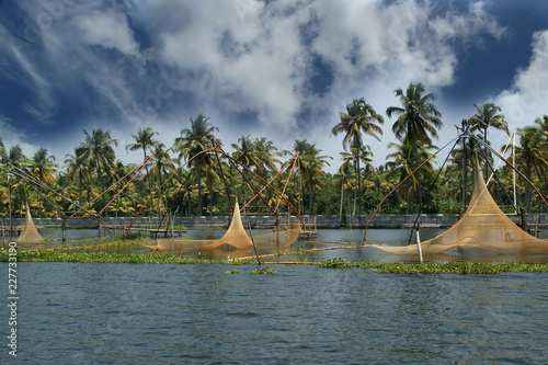 Chinese fishing nets. Vembanad Lake, Kerala, South India photo