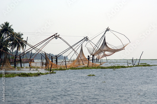 Chinese fishing nets. Vembanad Lake, Kerala, South India photo