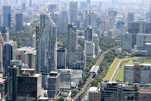 Aerial view of modern skyscrapers in Bangkok city