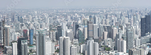 Aerial panoramic view of skyscrapers in Bangkok city, Thailand.