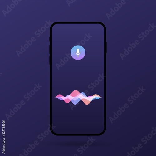 Vector illustration personal assistant and voice recognition on mobile app. For website and mobile website development. Eps 10.