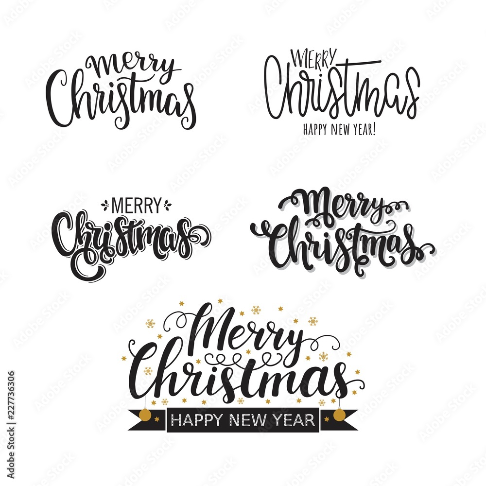 Set of hand drawn christmas lettering. Holiday element for christmas greeting card Set of hand drawn christmas lettering. Holiday element for christmas greeting card