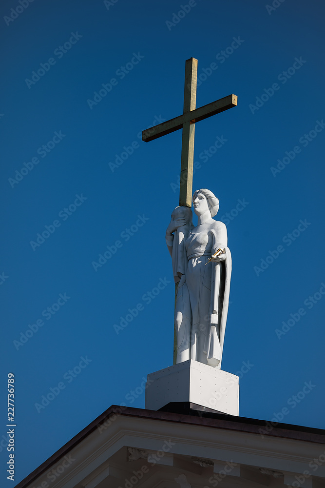 Sculpture of St Helena on the pediment of Vilnius Cathedral Sculpture of St Helena on the pediment of Vilnius Cathedral