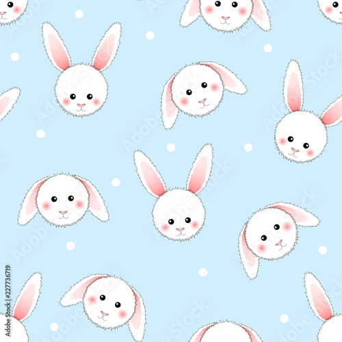 White Rabbit on Light Blue ...