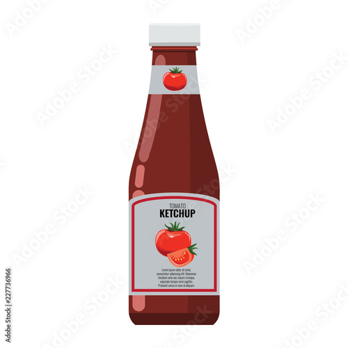 Bottle of ketchup mock up with flat design style vector illustration.