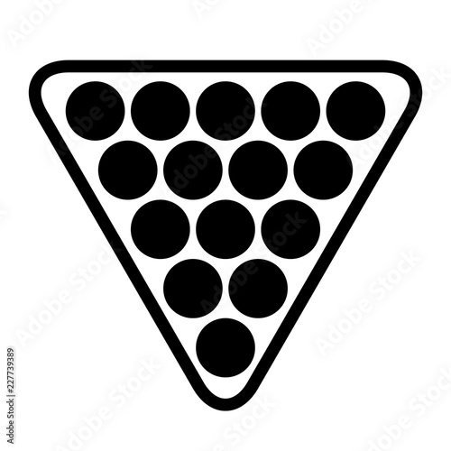 Pool, billiards or cue sports with eight-ball rack balls flat vector icon for sports apps and websites