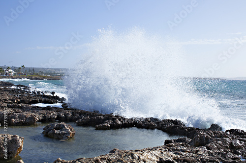 waves breaking on the beach