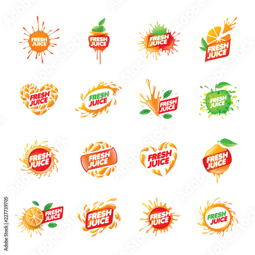 Logo for fresh juice. Vector illustration on white background.