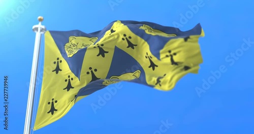 Flag of the english county of Shropshire in the West Midlands of England. Loop photo