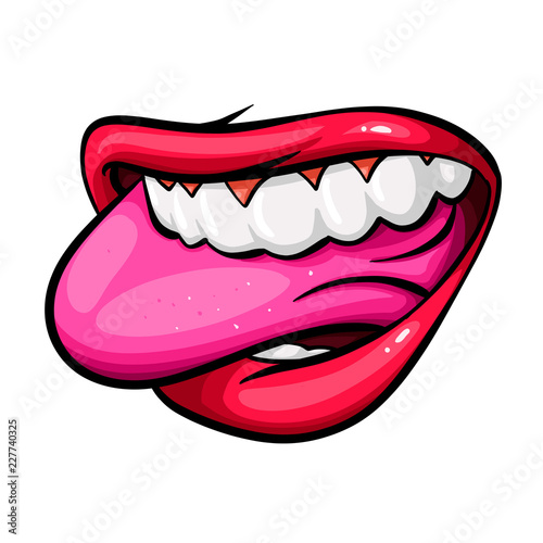 Wallpaper Mural cartoon open mouth lips with tongue side isolated  Torontodigital.ca