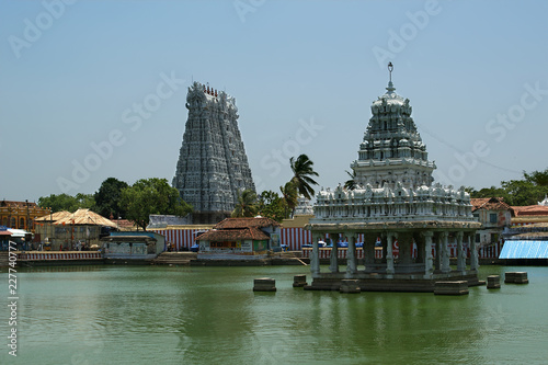 Suchindram temple dedicated to the gods Shiva, Vishnu and Brahma, protected by UNESCO. Kanniyakumari, Tamil Nadu, South India photo