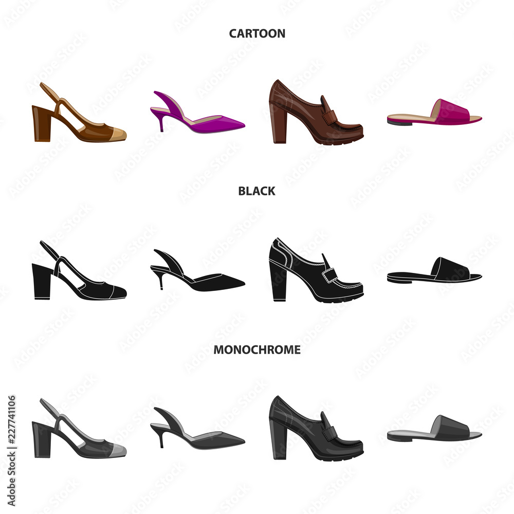 Obraz premium Vector design of footwear and woman sign. Collection of footwear and foot stock symbol for web.