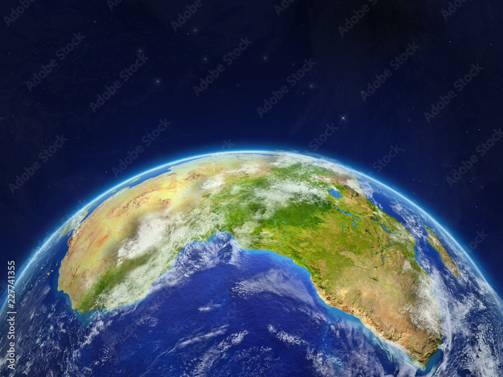Africa on planet planet Earth in space. Extremely detailed planet surface and clouds. Africa on planet planet Earth in space. Extremely detailed planet surface and clouds.