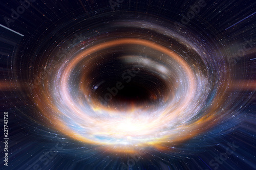 Fototapeta Naklejka Na Ścianę i Meble -  black hole or wormhole in galaxy space and times across in the universe concept art. Elements of this image furnished by NASA.