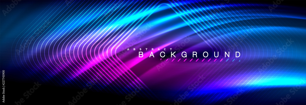 Neon glowing fluid wave lines, magic energy space light concept, abstract background wallpaper design Neon glowing fluid wave lines, magic energy space light concept, abstract background wallpaper design