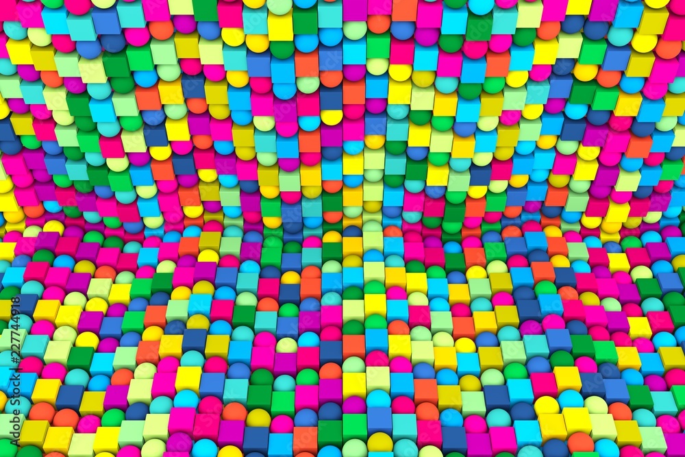Multicolor abstract background with cube on the sphere 3d illustration Multicolor abstract background with cube on the sphere 3d illustration